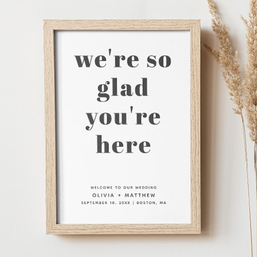 ミニマルなブラック&ホワイト結婚のウェルカムサイン ポスター