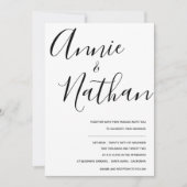 ミニマルなブラック＆ホワイト エレガント かわいいスクリプト結婚式 (正面)