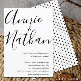 ミニマルなブラック＆ホワイト エレガント かわいいスクリプト結婚式