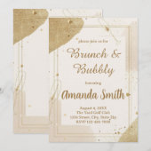 ミニマルなブランチ & バブルリー インビテーション – ニュートラル (正面/裏面)