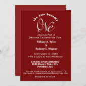 ミニマルなブルゴーニュとホワイトザ・ワン結婚ズ 招待状 (正面/裏面)