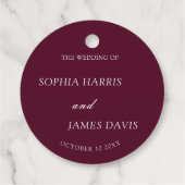 ミニマルなブルゴーニュモダンエレガントな結婚式 フェイバータグ (裏面)