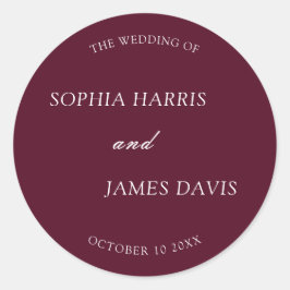 ミニマルなブルゴーニュモダンエレガントな結婚式 ラウンドシール