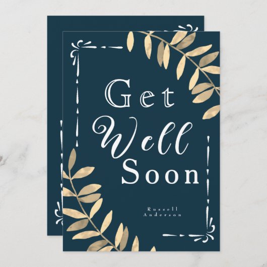 ミニマルなブルーが近くカードを獲得 サンキューカード (正面/裏面)