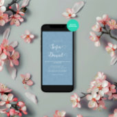 ミニマルなブルーウィンターウェディング 招待状