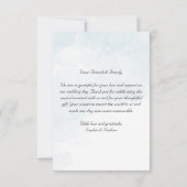 ミニマルなブルーウォーター結婚カラーのサンキューカード サンキューカード (裏面)