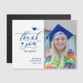 ミニマルなブルースクリプト写真卒業ありがとう (正面/裏面)