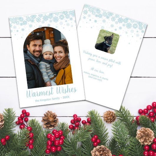 ミニマルなブルースノーフレークのアーチ写真 シーズンカード