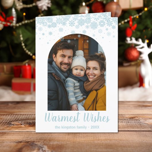 ミニマルなブルースノーフレークのアーチ写真 シーズンカード