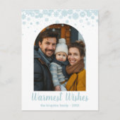 ミニマルなブルースノーフレークのアーチ写真 シーズンポストカード (正面)