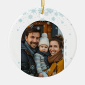 ミニマルなブルースノーフレークのアーチ写真 セラミックオーナメント (正面)