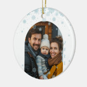 ミニマルなブルースノーフレークのアーチ写真 セラミックオーナメント (左)