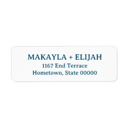 ミニマルなブルーセリフの名前と差出人住所 ラベル