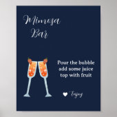 ミニマルなブルーネイビーブライダルシャワーミモザバー ポスター (正面)