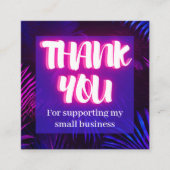 ミニマルなブルーネオンカスタムロゴありがとう スクエア名刺 (正面)