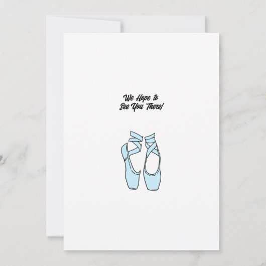 ミニマルなブルーバレエ誕生日パーティーの招待 招待状 (裏面)