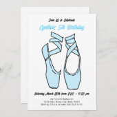 ミニマルなブルーバレエ誕生日パーティーの招待 招待状 (正面/裏面)