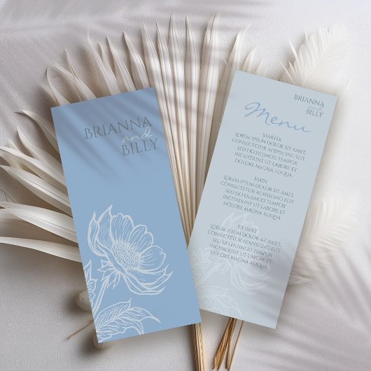 ミニマルなブルーフローラフラットメニュー メニュー