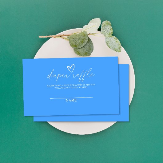 ミニマルなブルーベビーシャワーおむつラッフルチケット エンクロージャーカード