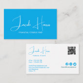 ミニマルなブルーライトQRコード名刺 名刺 (正面/裏面)