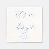 ミニマルなブルー男の子の赤ちゃんシャワーかわいい スタンダードカクテルナプキン (正面)