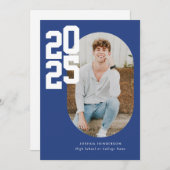 ミニマルなブルー2025写真卒業 案内状 (正面/裏面)