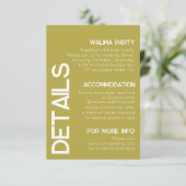 ミニマルなブレスホワイトタイポグラフィー結婚式の詳細 エンクロージャーカード (スタンド正面)