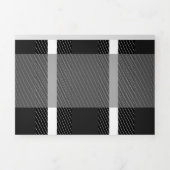 ミニマルなプレイドグレーホワイトリングや輪のロ結婚ゴ 三つ折り招待状 (カバー)