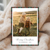 ミニマルなプレイドメリークリスマスファミリーキッズ写真 シーズンカード