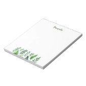 ミニマルなプレーンかわいい自分の名前フローラ緑 ノートパッド (回転)