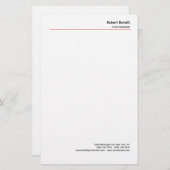 ミニマルなプレーンな赤と白のモダンなデザイン 便箋 (正面/裏面)