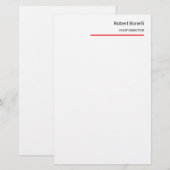 ミニマルなプレーンな赤と白のモダン 便箋 (正面/裏面)