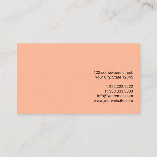 ミニマルなプレーン桃のカラーハンドスクリプトエレガント 名刺 (裏面)
