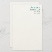 ミニマルなプレーン ブルー & ホワイト モダン 便箋 (正面/裏面)