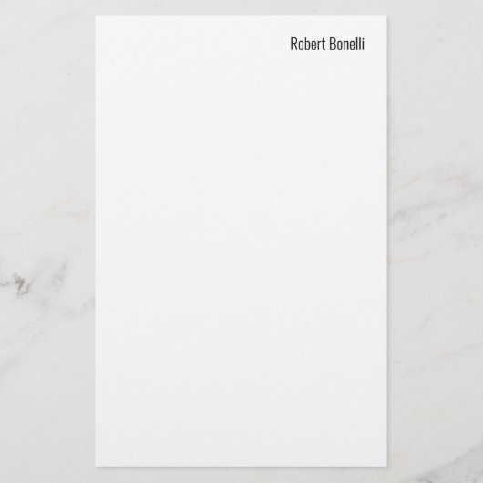 ミニマルなプレーン ホワイト モダン 標準サイズ 便箋 (正面)