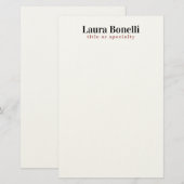 ミニマルなプロフェッショナル 現代のプレーンな名前タイトル 便箋 (正面/裏面)