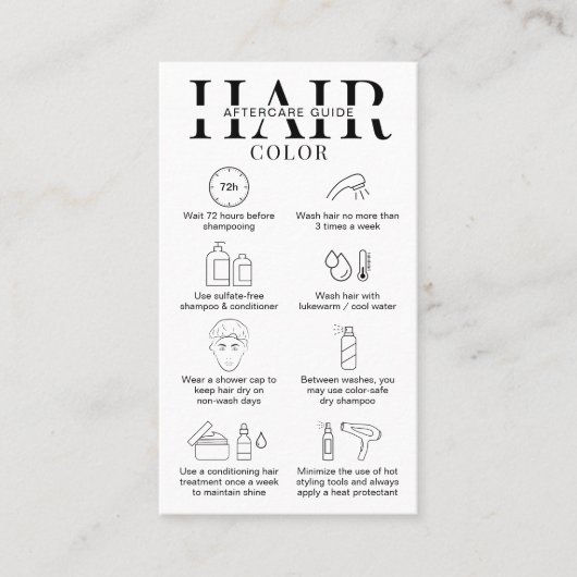 ミニマルなヘアカラーアフターケアガイドのヘアスタイリスト 名刺 (正面)