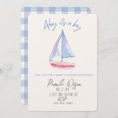ミニマルなベイビーボーイのベイビーシャワー 招待状 (正面/裏面)