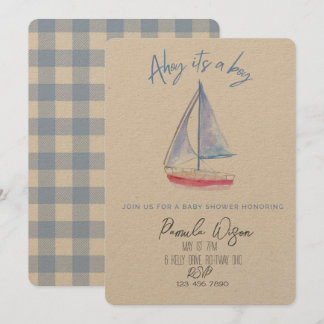 ミニマルなベイビーボーイのベイビーシャワー 招待状