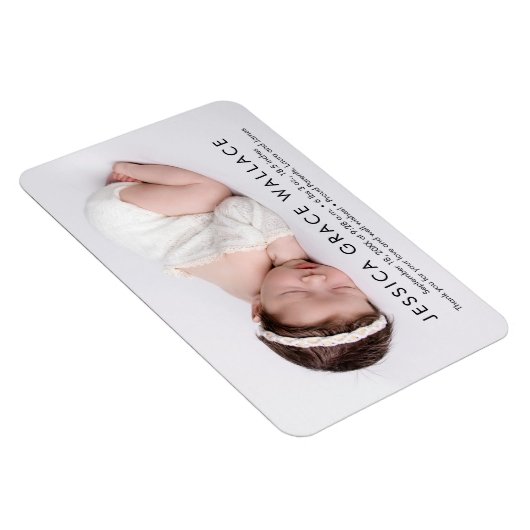 ミニマルなベビーガール名写真誕生のお知らせ マグネット (右側)