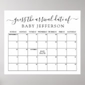 ミニマルなベビーシャワーの出産予定日カレンダー ポスター (正面)