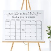 ミニマルなベビーシャワーの出産予定日カレンダー ポスター