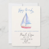 ミニマルなベビーボーイのベビーシャワー 招待状 (正面)