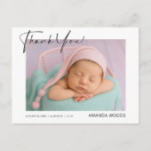ミニマルなベビー写真の感謝のポストカード ポストカード (正面)