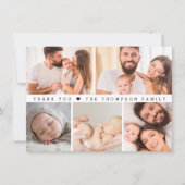 ミニマルなベビー5枚写真コラージュ新生児感謝 招待状 (正面)