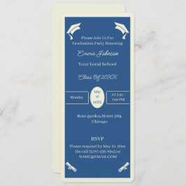 ミニマルなベージュとブルーのパーソナライズされた卒業 招待状