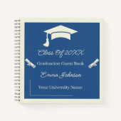 ミニマルなベージュとブルーの卒業カスタマイズ ノートブック (正面)