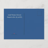 ミニマルなベージュとブルーカスタムの卒業 案内ポストカード (裏面)