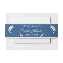 ミニマルなベージュとブルーパーソナライズされた卒業 招待状ベリーバンド