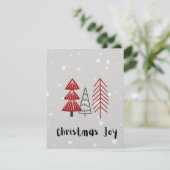 ミニマルなベージュと赤いメリークリスマスグリーティング シーズンカード (スタンド正面)